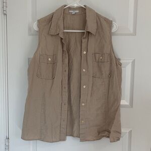 Vintage gap 100% linen tan vest with pockets size xl with extra button